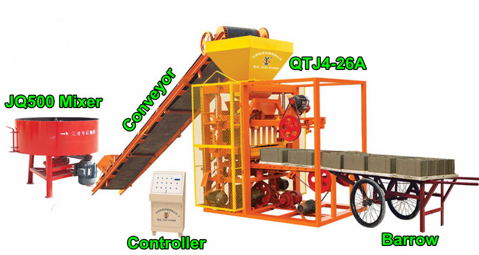 QTJ4-26 A Semi automatic concrete block making machine